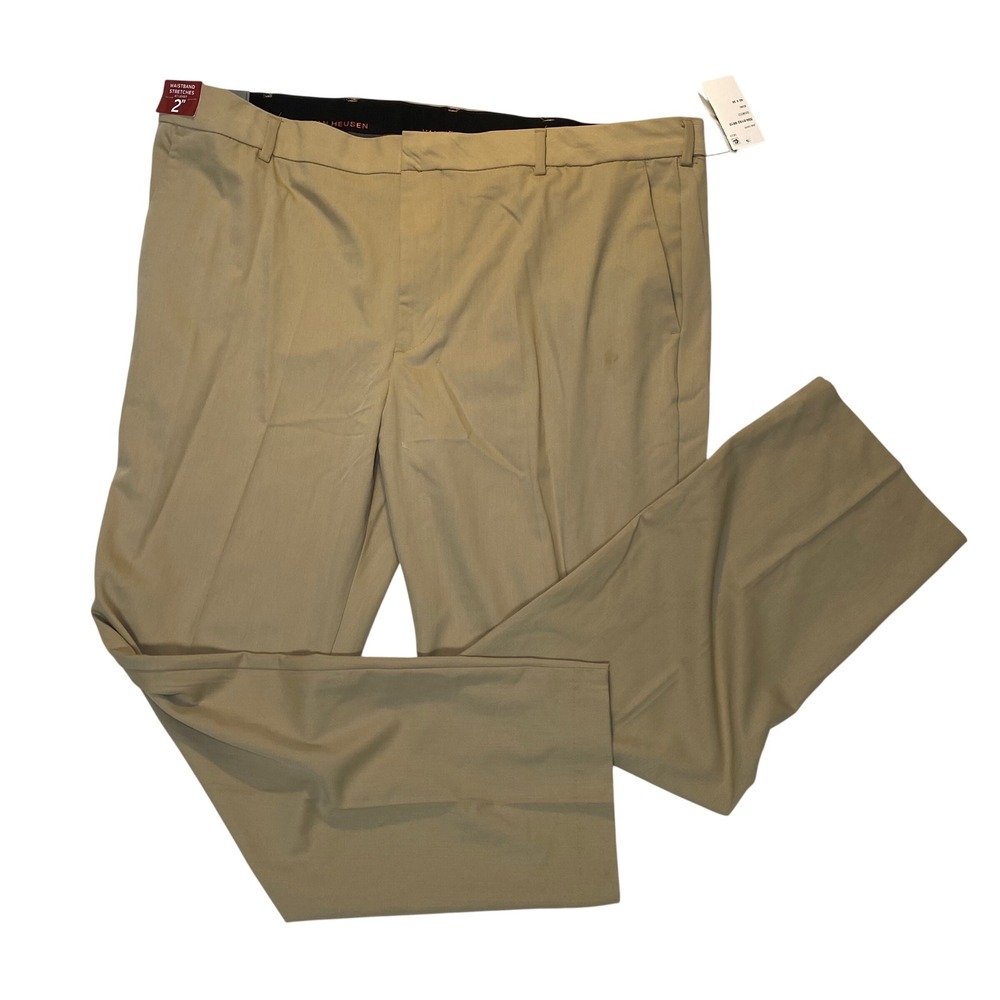 Van Heusen Flex Ultra Wrinkle Free Straight Fit Pants 42x30 Khaki NWT Stretch